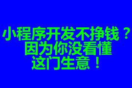 小程序開(kāi)發(fā)不掙錢(qián)？因?yàn)槟銢](méi)看懂這門(mén)生意！